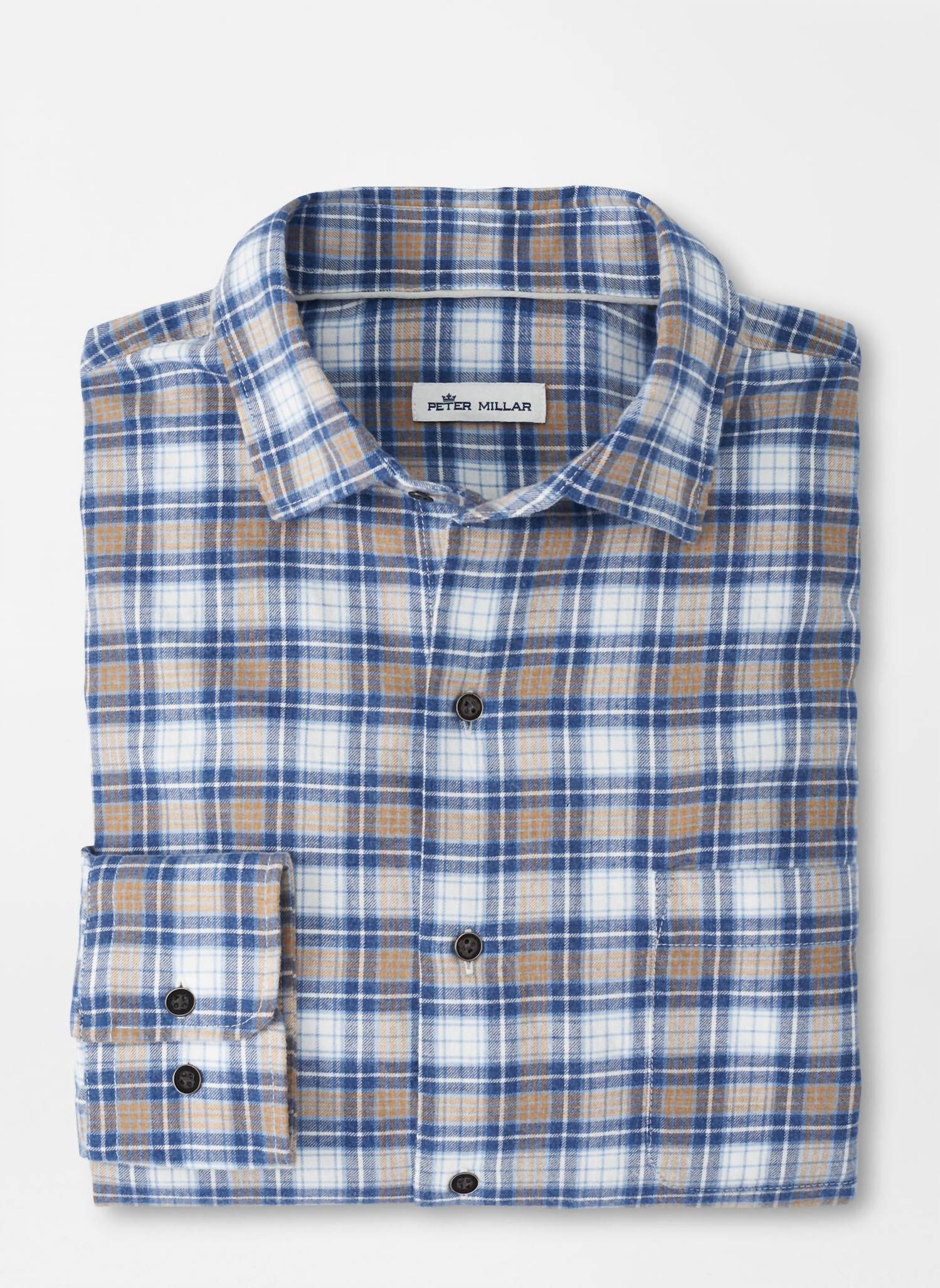 PETER MILLAR Arcadia Falls Cotton Sport Shirt in blue - men's long sleeve top - alternate view