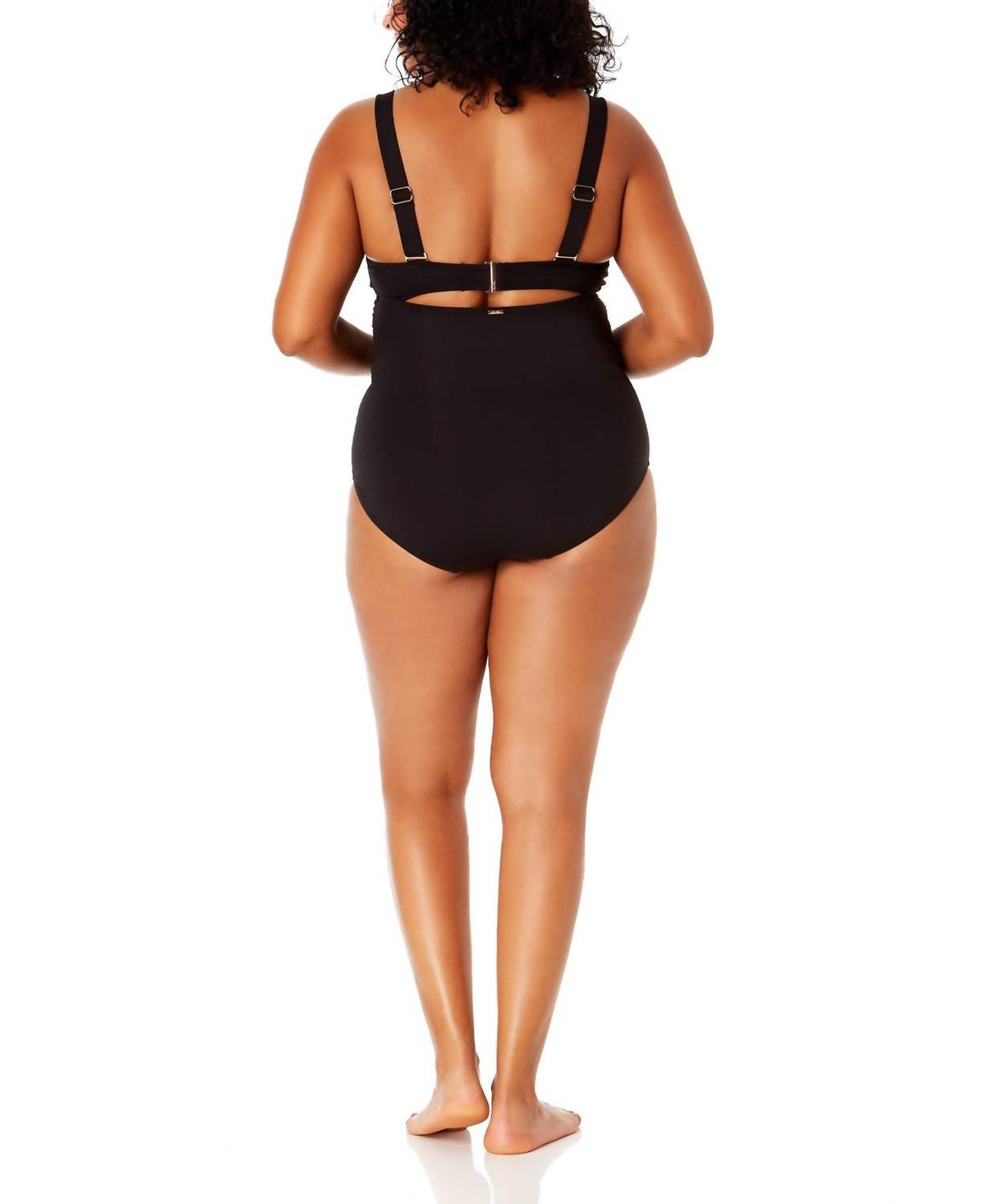 Anne Cole Underwire Surplice One Piece Swimsuit in black - women's swimwear - view 6