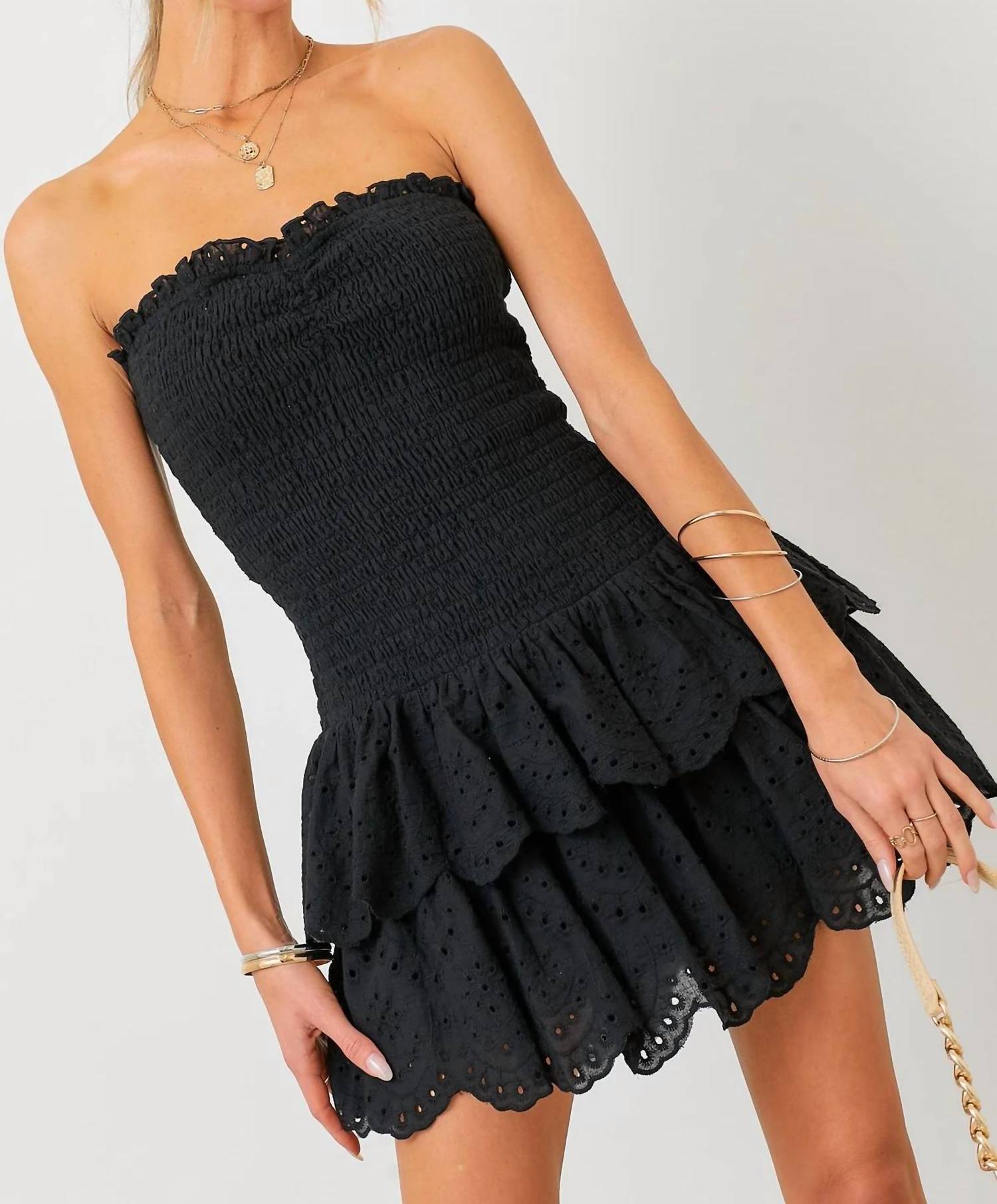 Baby Pink - Gameday Smocked Ruffle Mini Dress