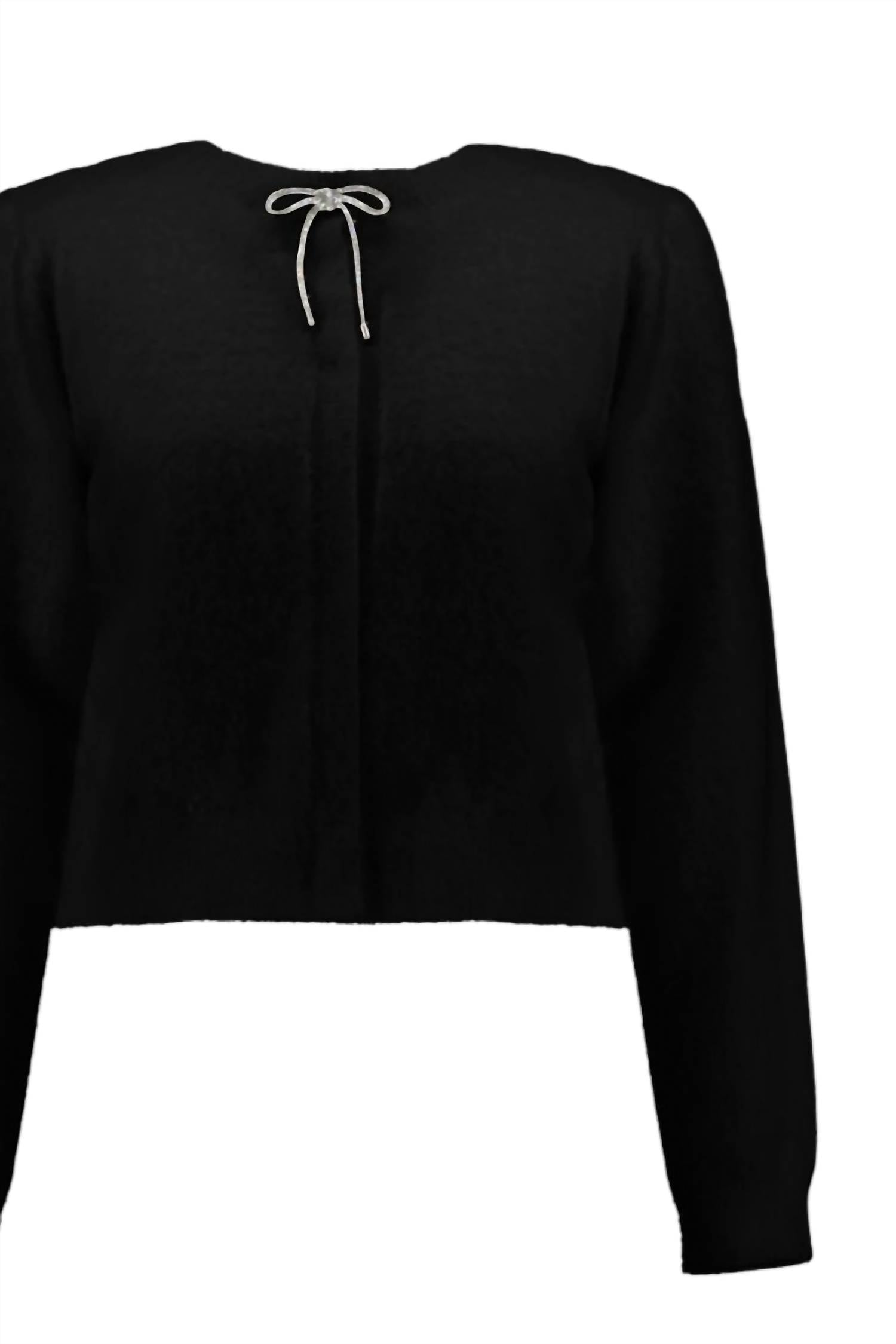 Joseph Ribkoff - Women's Feather Yarn Cardigan With Rhinestone Bow