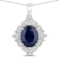 Diana M Jewels - Women's Oval Natural Blue Sapphire Pendant Necklace (6.44 Ct) - Elegant
