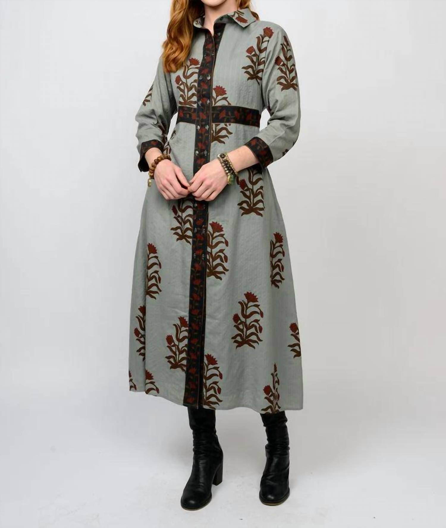 Ivy Jane - Double Button Bordered Maxi Dress