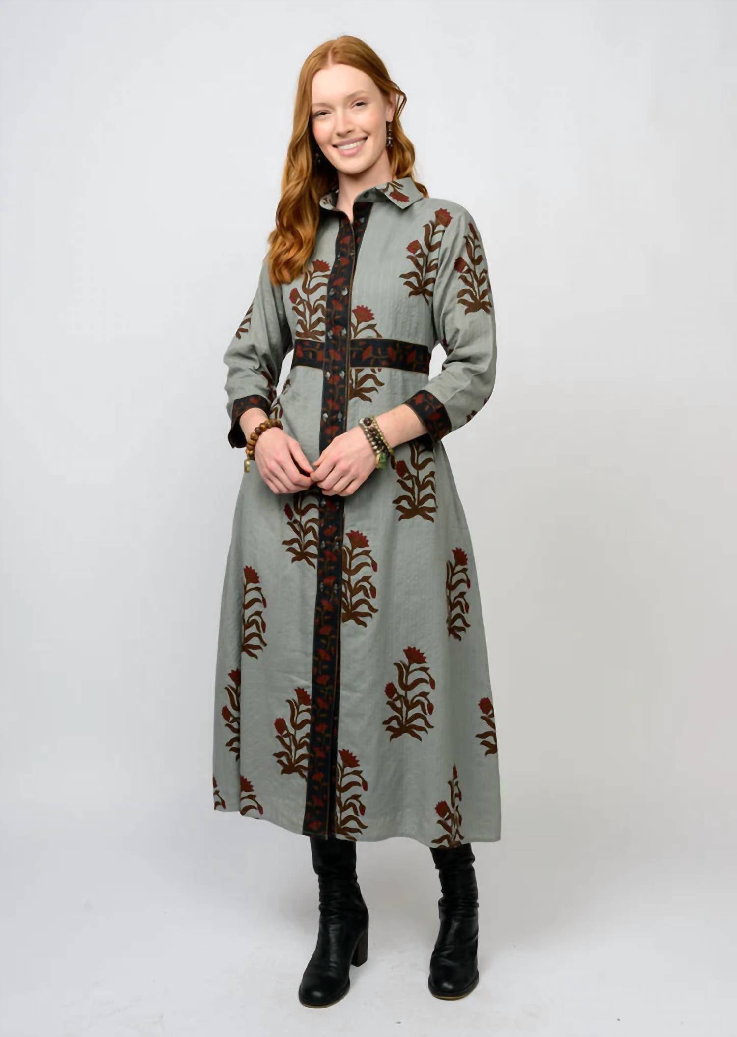 Ivy Jane - Double Button Bordered Maxi Dress