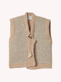 forte forte Fancy Tweed Knit Mix Vest in latte - women's sweater - detail view
