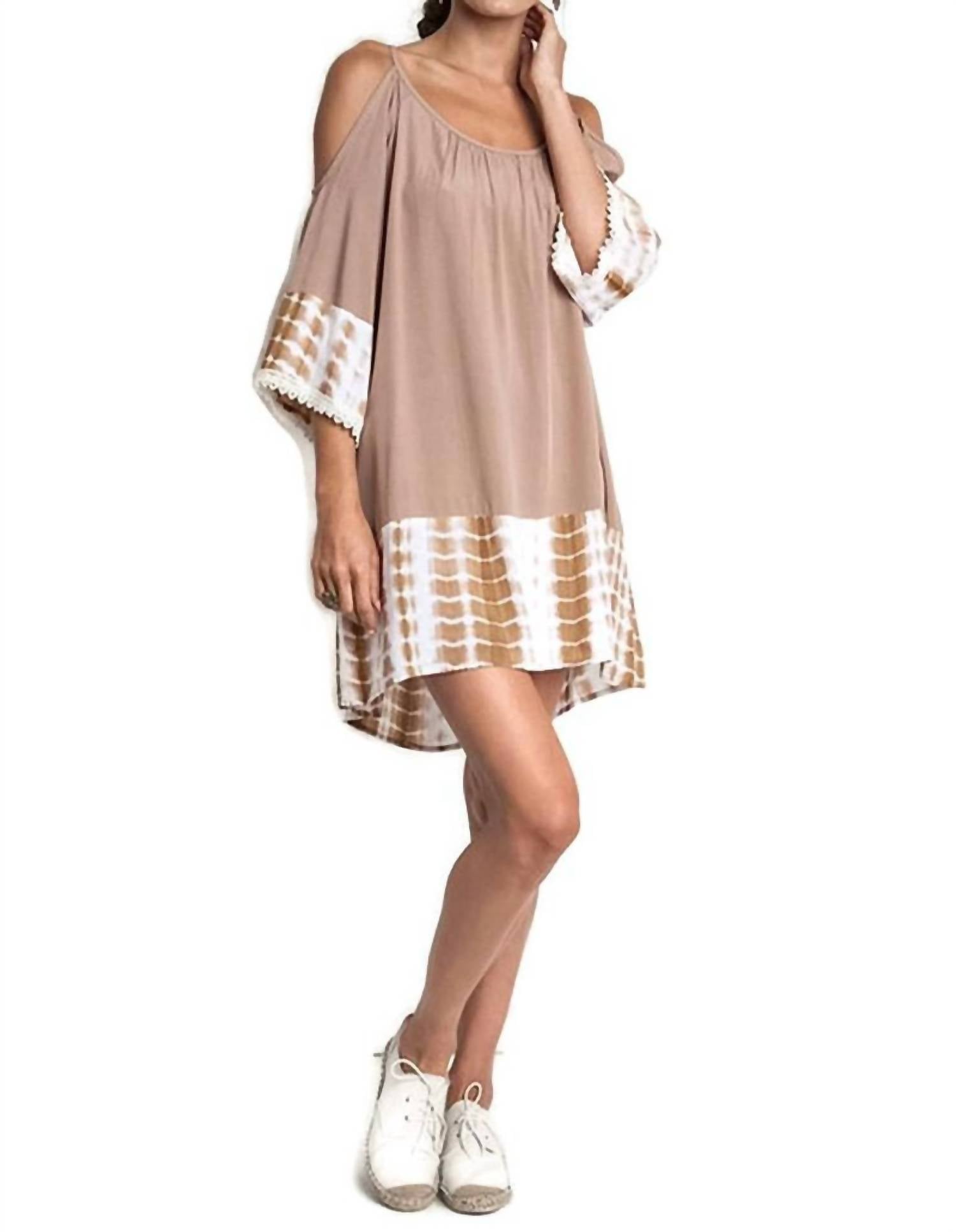 Kori - Tie Dye Cold Shoulder Tunic Dress