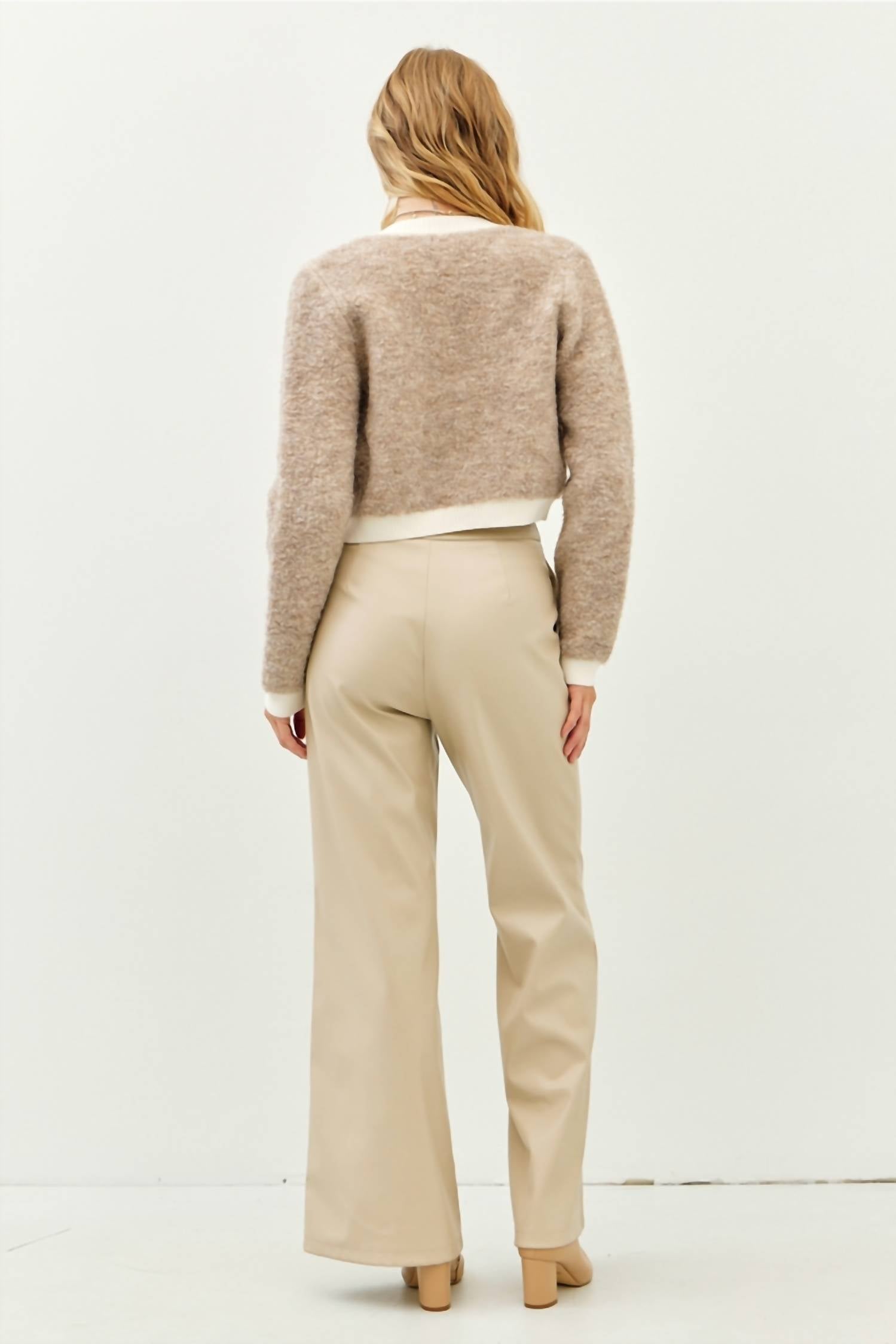 Idem Ditto - Elegant Wool Blend Fuzzy Tube And Cardigan Set