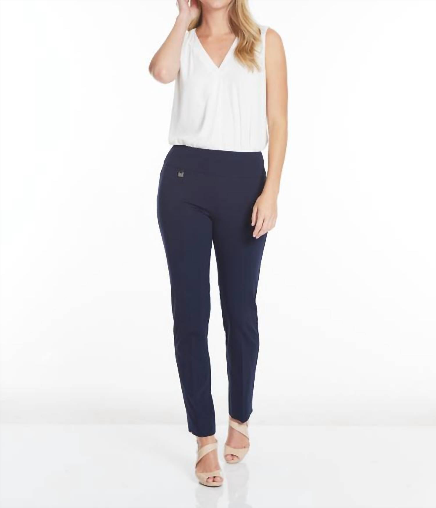 Slimsation By Multiples - Wide Band Elastic Waist Ankle Pants