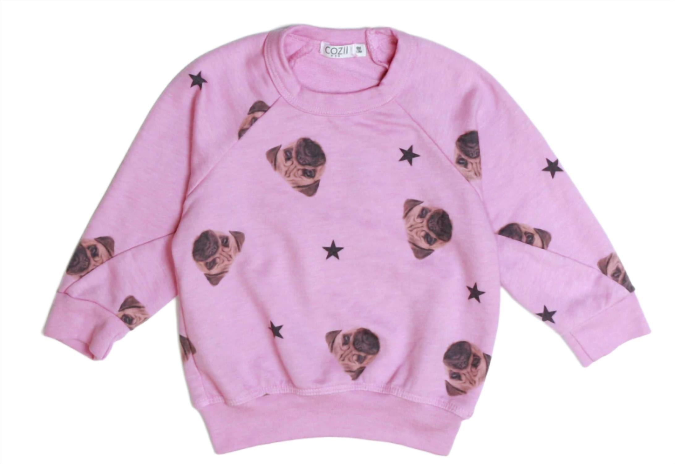 Cozii - Kid's Pink Pugs Sweatshirt And Short Set