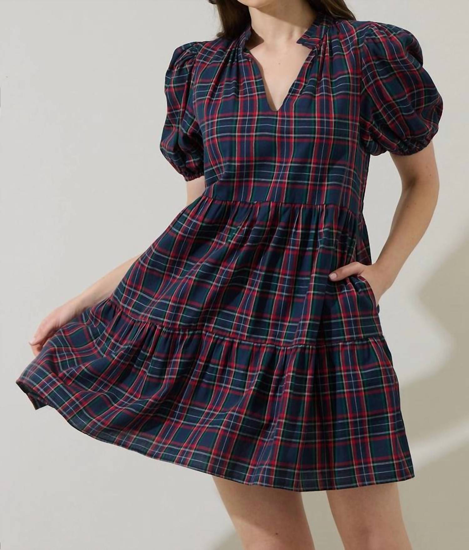 Sugarlips - Plaid Babydoll Mini Dress