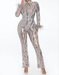Banjul - LONG SLEEVE SEQUIN JUMPSUIT