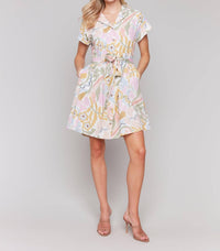 Charlie B - Linen Blend Short Sleeve Button-front Dress