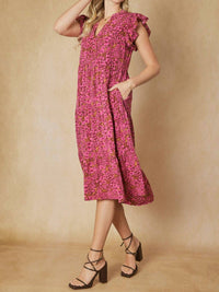 Entro - Floral Tiered Ruffle Midi Dress