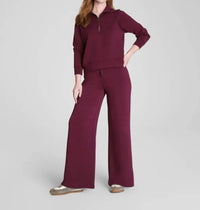 Spanx Air Essentials Half Zip Sweater in plum berry - women's sweater - alternate view