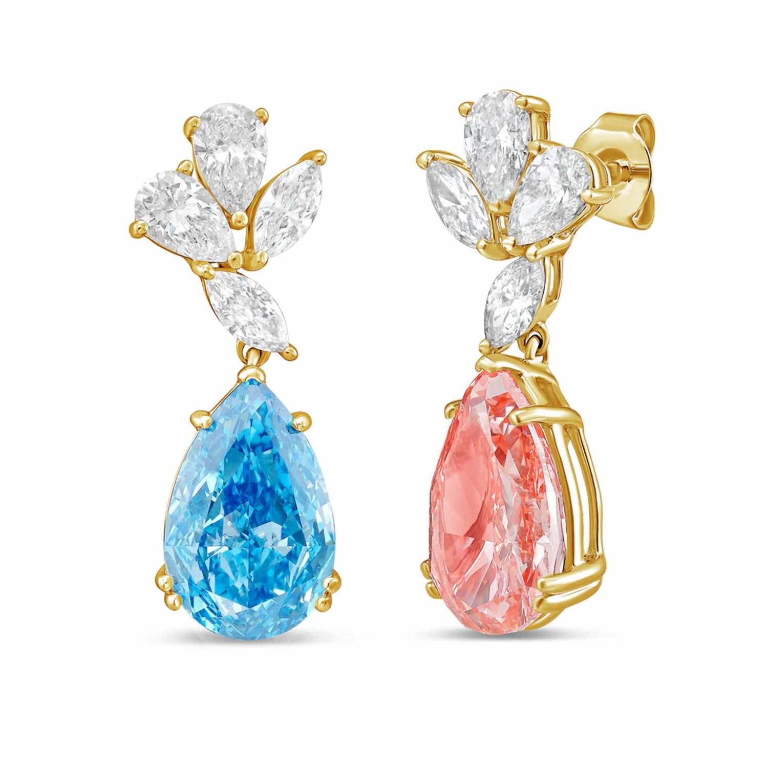 Diana M Jewels - Women's Pear Lab-Grown Diamond Stud Earrings (7.00 Ct TCW) - Elegant
