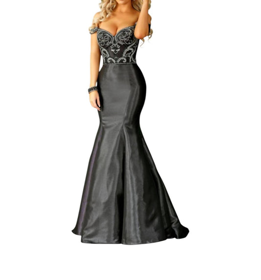 Karishma Creations - Elegant Off Shoulder Mermaid Evening Dress