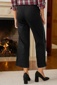 Frank & Eileen Westport Illusion Wide Leg Pull On Jean in black tuxedo 1 - women's jeans - detail view