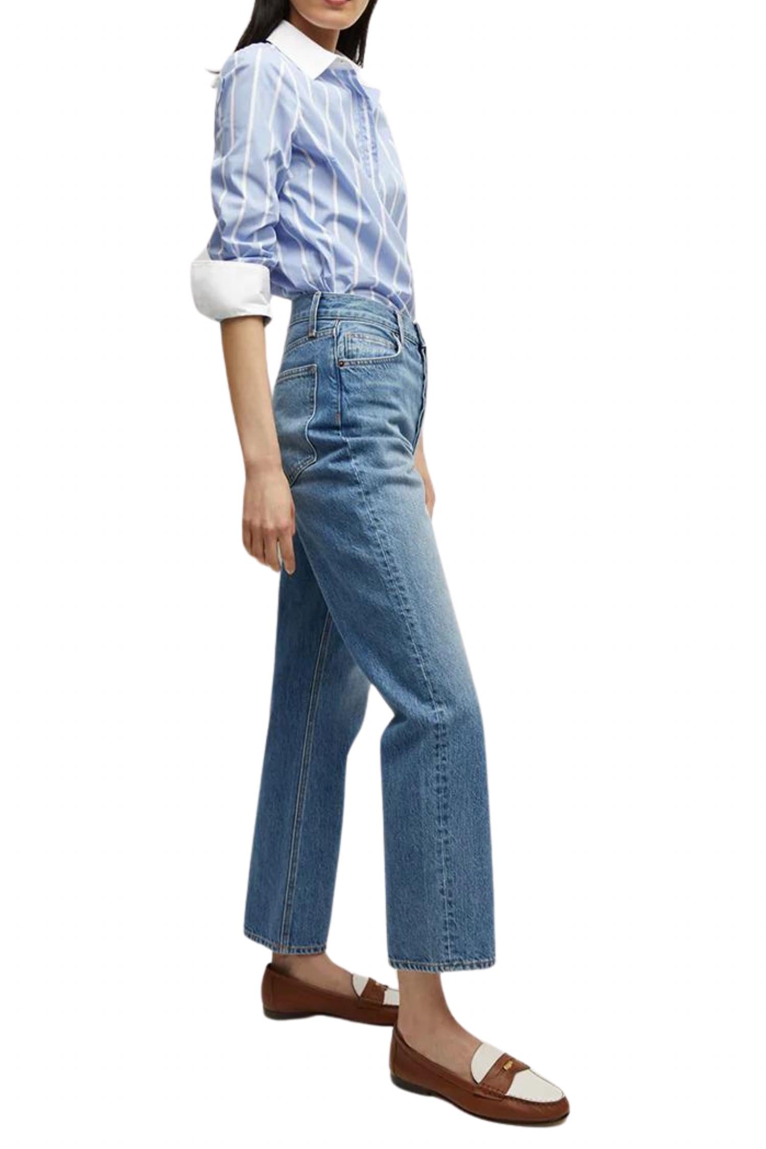 Veronica Beard Daniela Ankle Straight Jeans in lakeshore blush - women's jeans - detail view