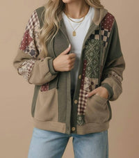 Haptics - Vintage Patchwork Hooded Shacket