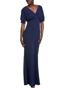 Badgley Mischka - Off The Shoulder Pleated Bodice Dolman Gown