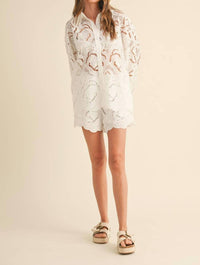Miou Muse - Floral Eyelet Top
