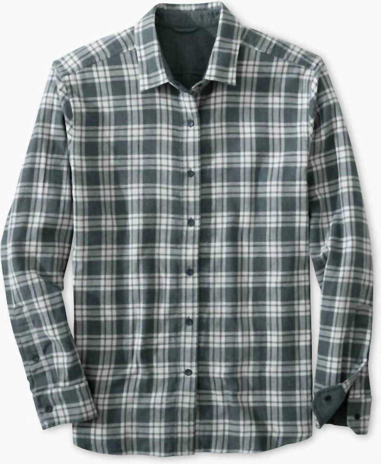 SOUTHERN TIDE Melbourne Reversible Plaid Sportshirt in heather dark slate - men's shirt - detail view