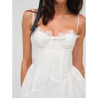 for Love & Lemons Snowfall Mini Dress in white - women's dress - detail view