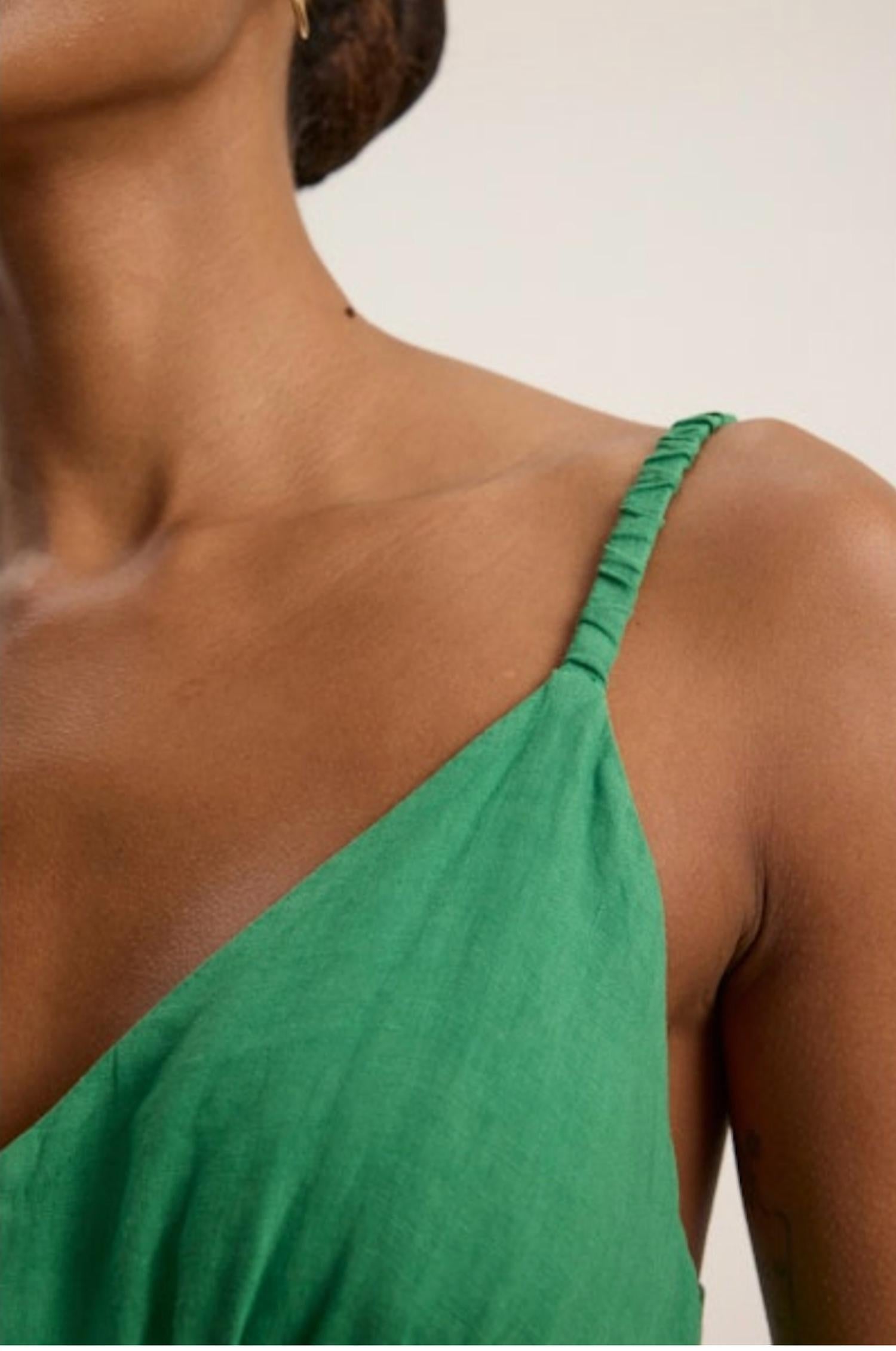 Velvet by Graham & Spencer Janet Button Front Dress in emerald - women's dress - alternate view