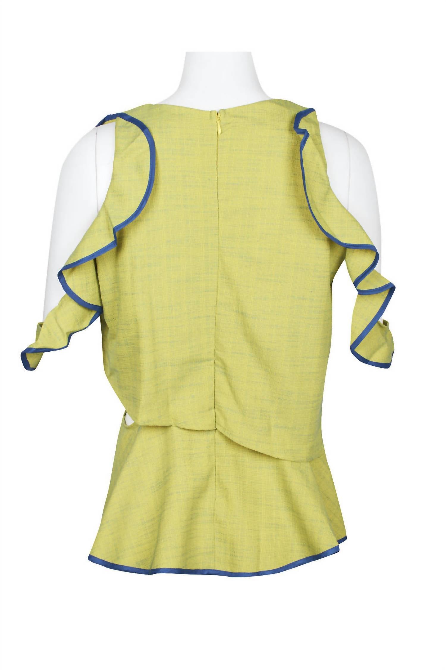 Why Dress - Women's Crew Neck Ruffled Sleeveless Crepe Top