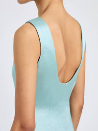 Proenza Schouler White Label Isabelle Sleeveless Midi Dress in sea glass - women's dress - detail view