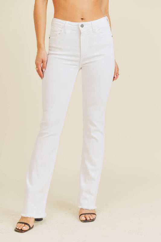 Just Black Denim - High Rise Frayed Bootcut Jeans