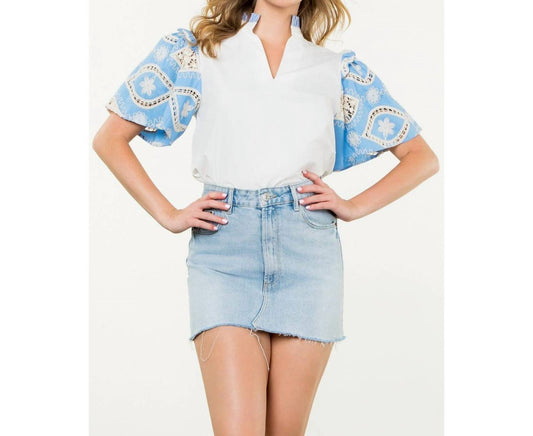 Thml - Embroidered Detail Sleeve Poplin Top