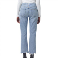 AGOLDE Women's Mid Rise Relaxed Boot Jeans in curio - women's jeans - detail view