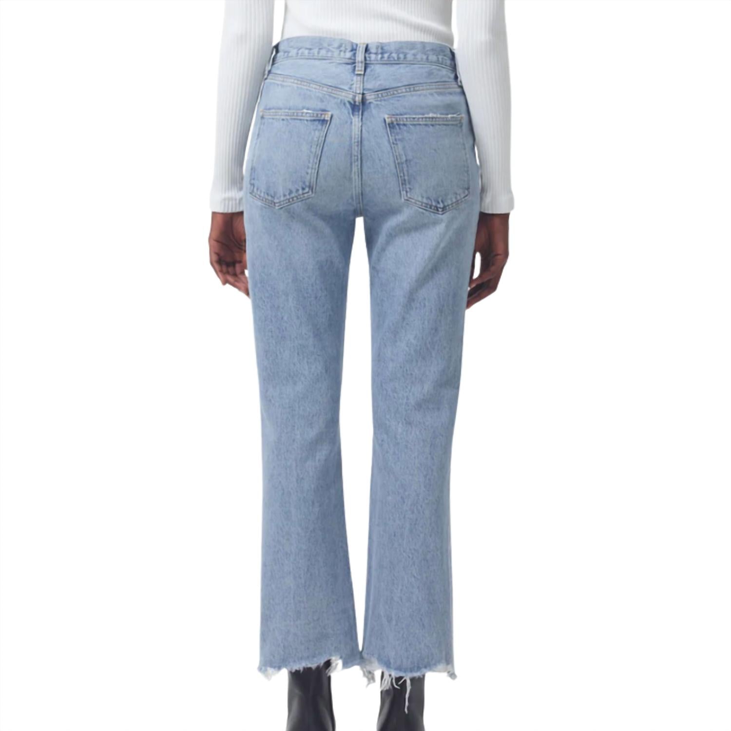 AGOLDE Women's Mid Rise Relaxed Boot Jeans in curio - women's jeans - detail view