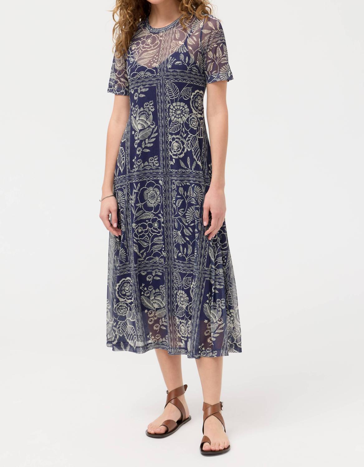Johnny Was MESH TEE DRESS in vaelis - women's dress - detail view