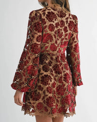 Endless Blu. - Velvet Embroidered Lace Dress
