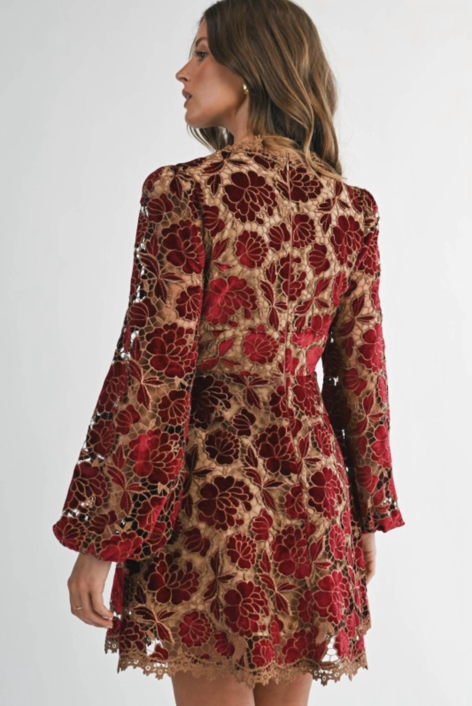 Endless Blu. - Velvet Embroidered Lace Dress