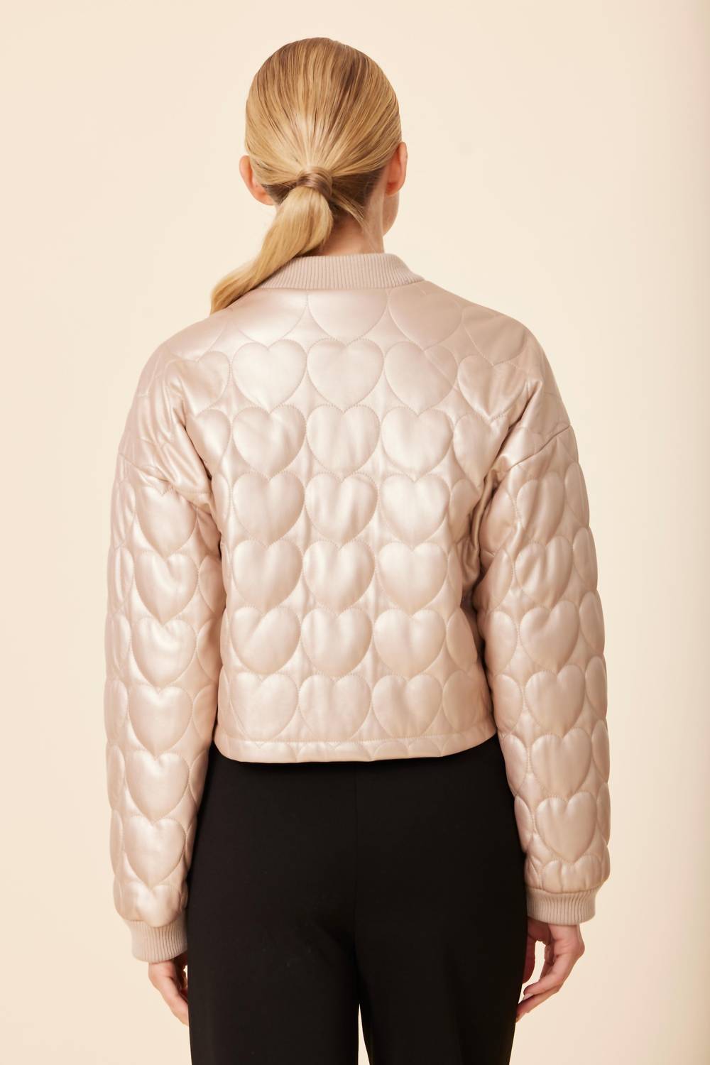 Dolce Cabo - Faux Leather Heart Quilted Jacket