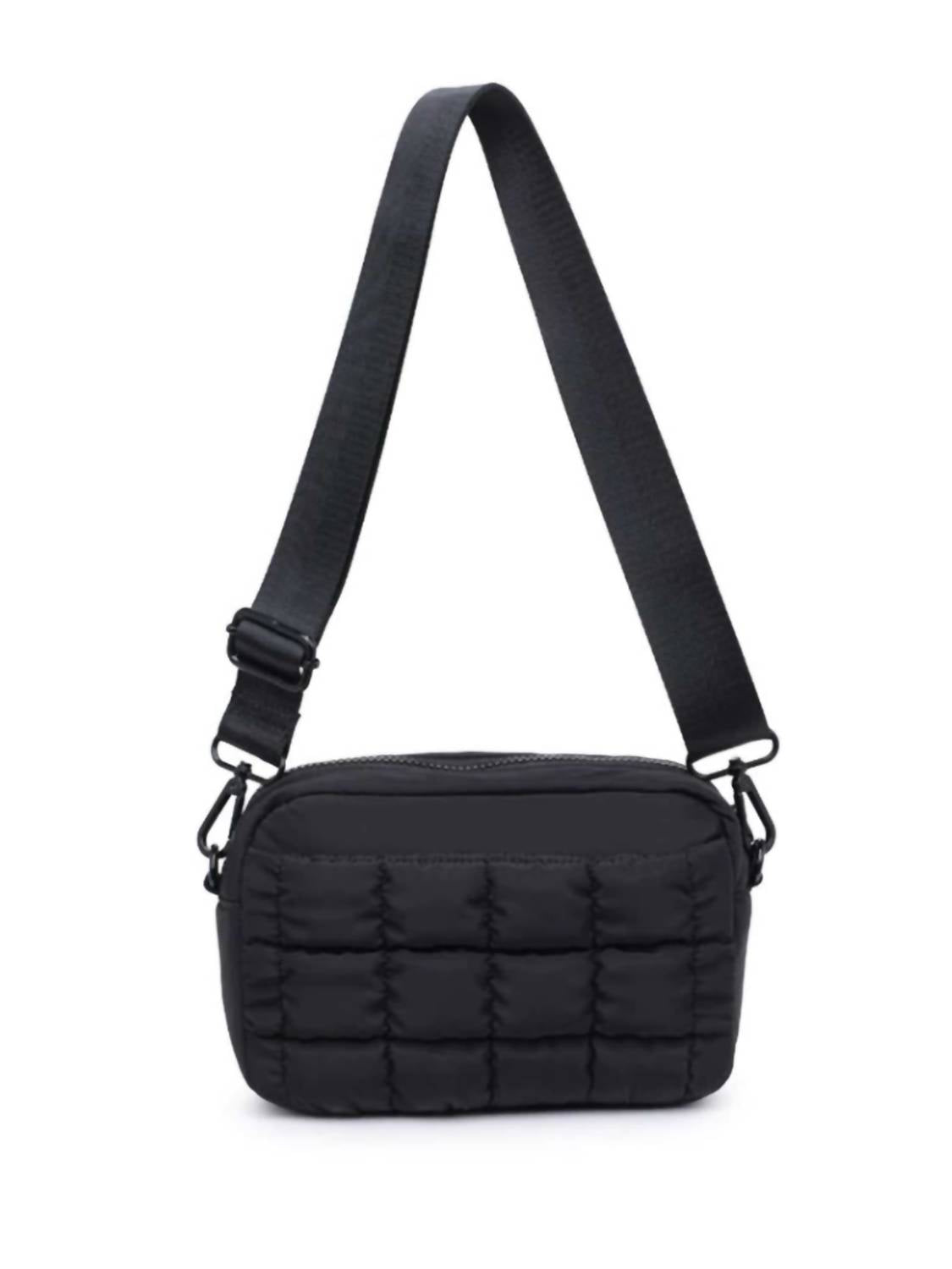 SOL and SELENE Women's Inspiration Quilted Nylon Crossbody Bag in black - women's bag