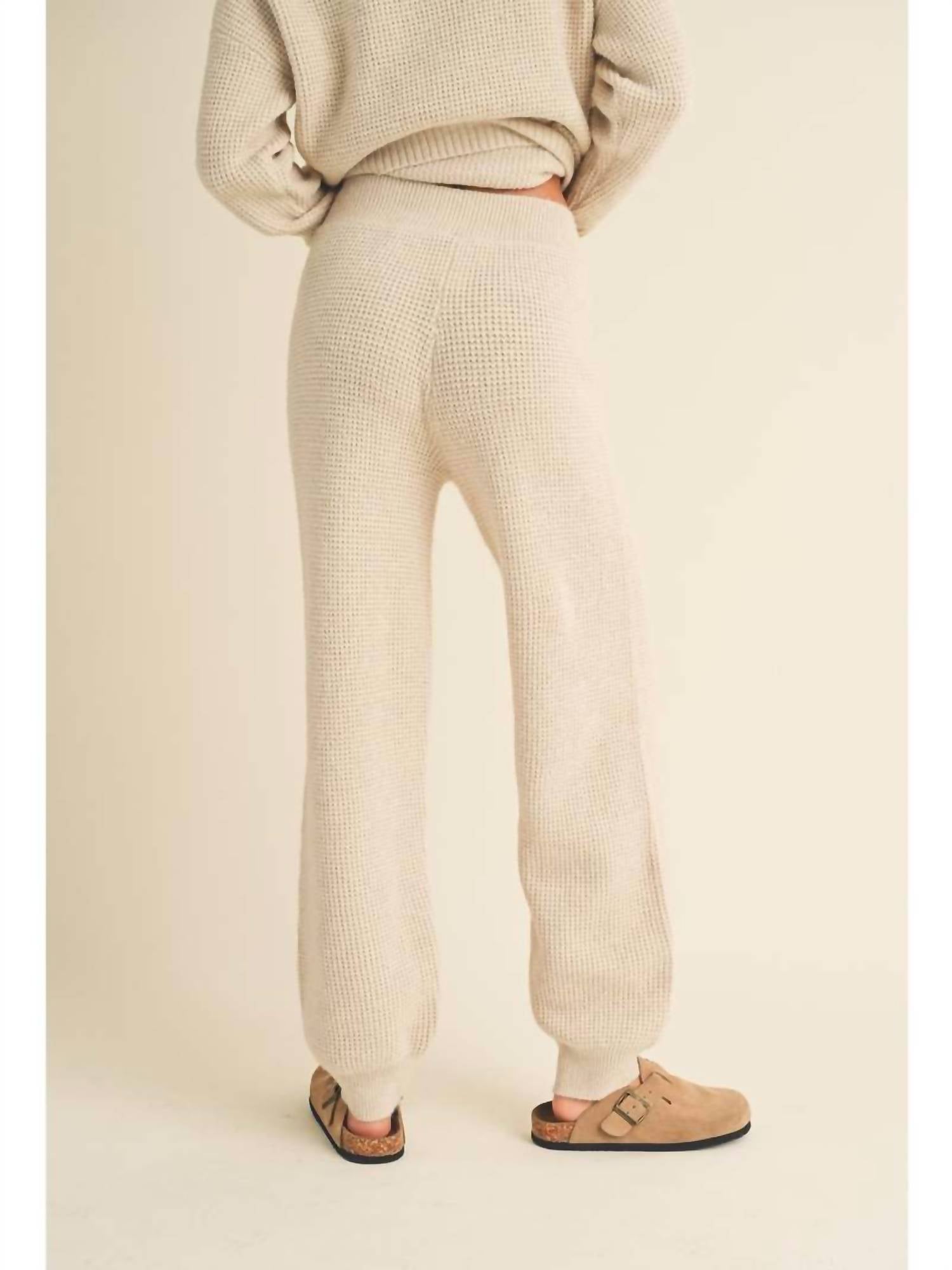 Miou Muse - Women's Waffle Jogger And Sweater Set
