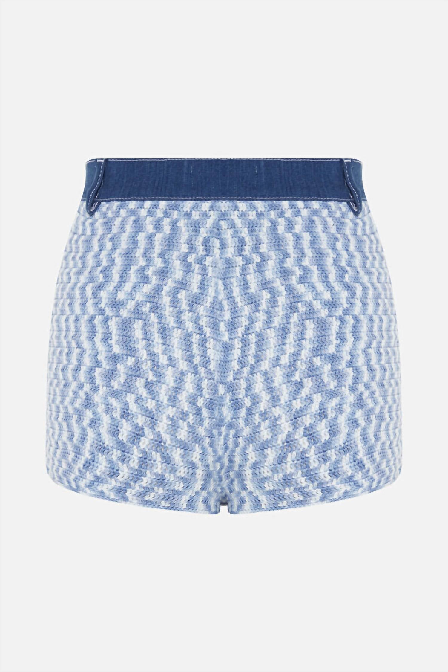 My Beachy Side Muse Crochet Mini Shorts in blue white - women's shorts - view 5