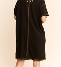 Davi & Dani - Animal Peace Symbol Short Sleeve Knit Dress