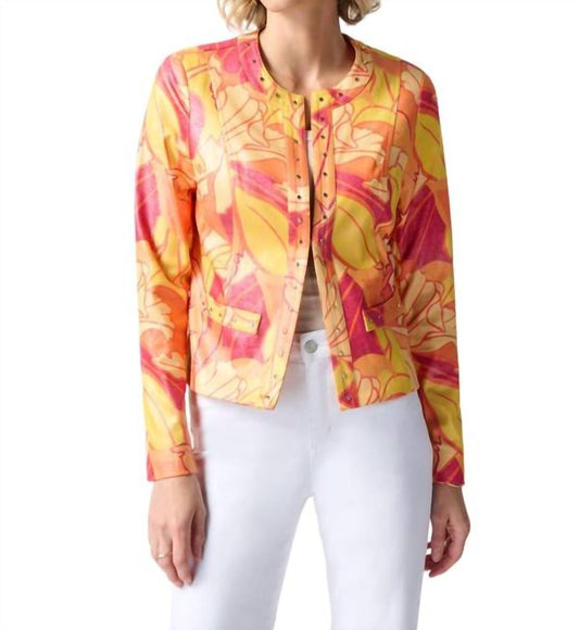 Joseph Ribkoff - Tropical Print Faux Leather Jacket