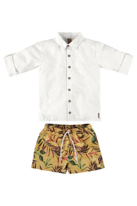 Up Baby - Linen Shirt & Microfiber Bermuda Shorts Set