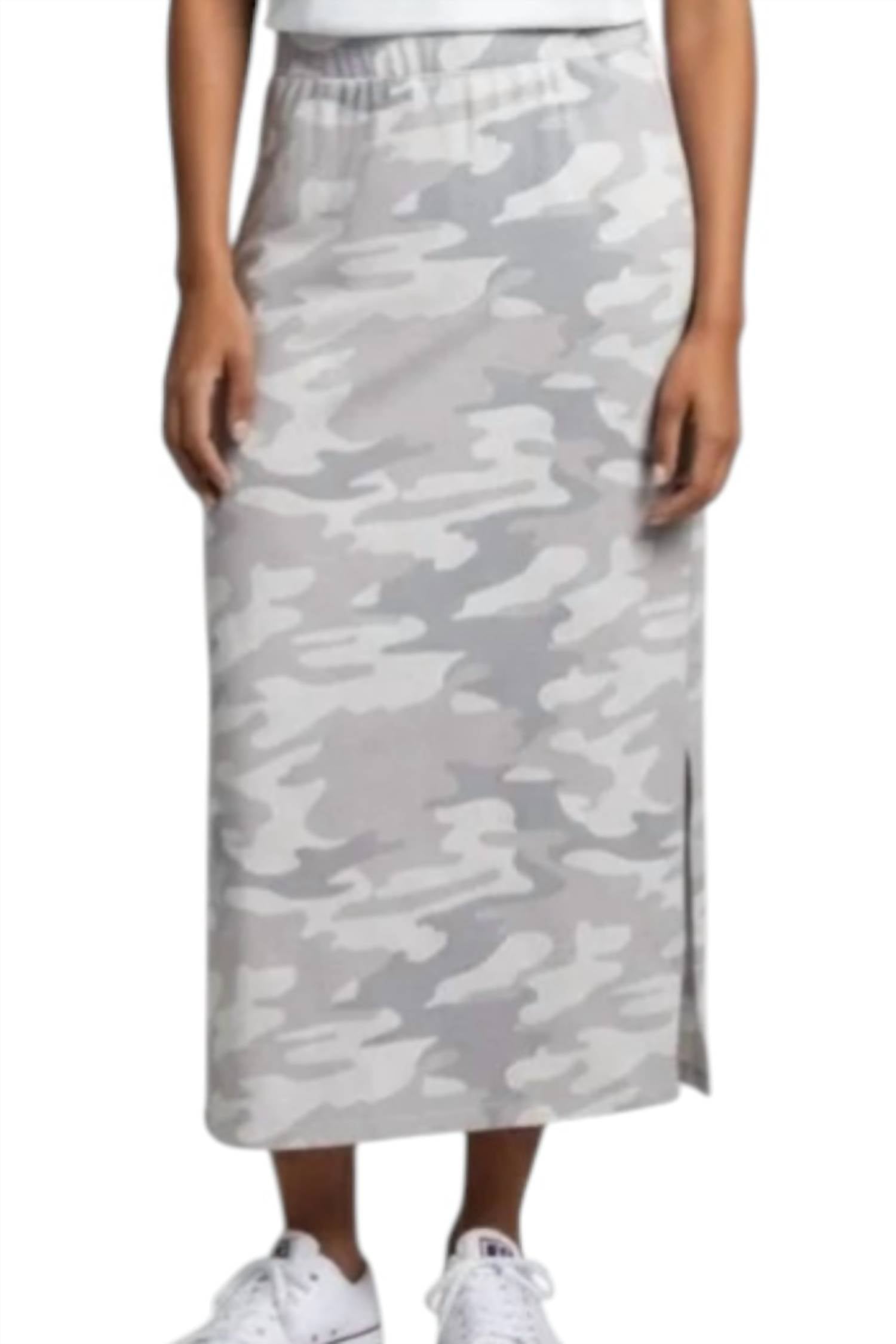Z Supply Ava Skirt in white grey camo - women's skirt - detail view