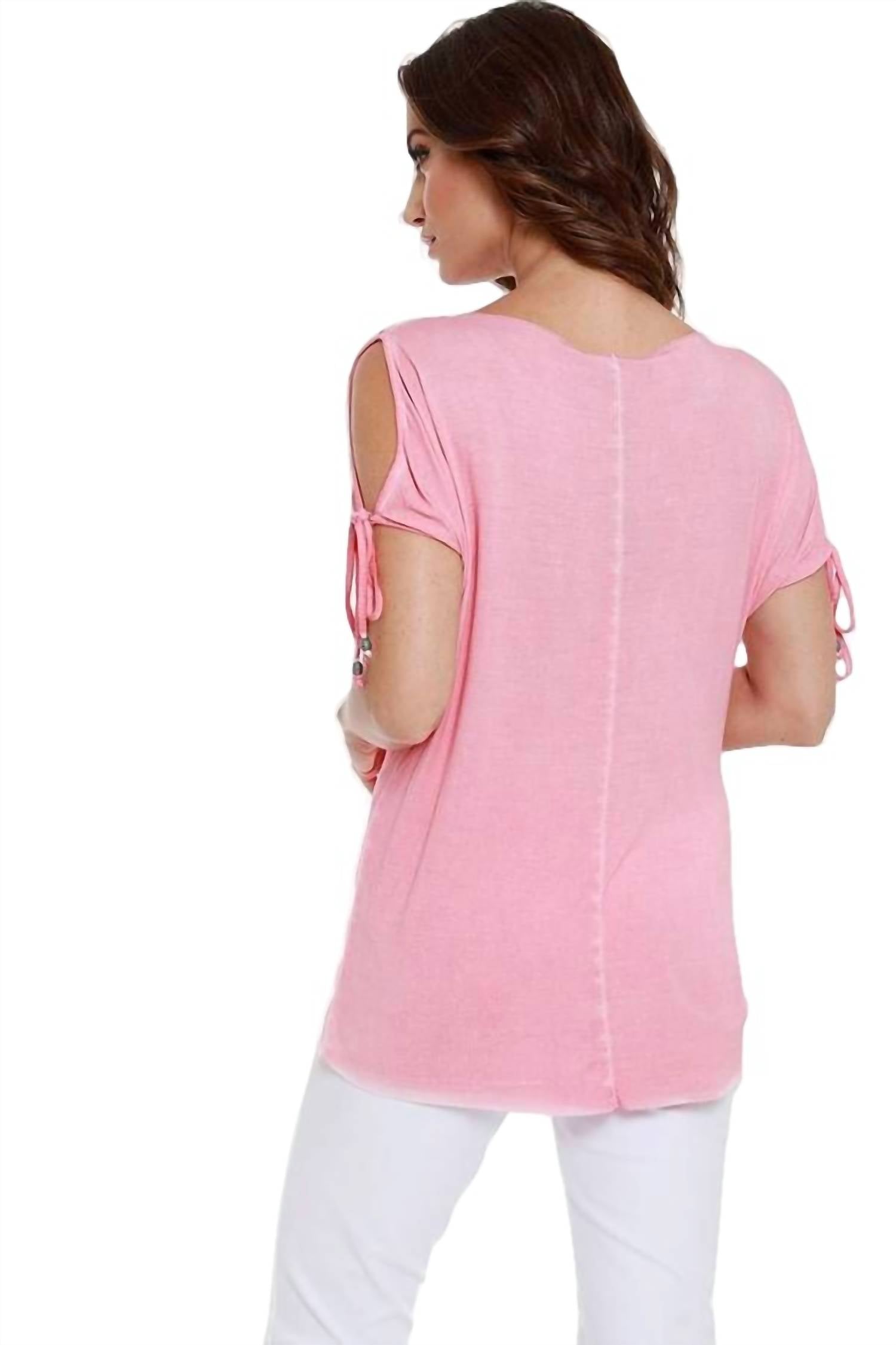 Beaded Cold Shoulder Top