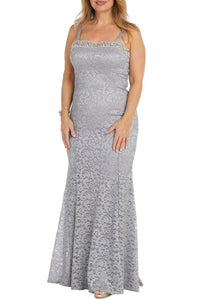 R&M Richards - Women's Sheer Jacket Beaded Lace Evening Dress