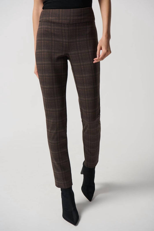 HEAVY KNIT PLAID PULL-ON PANTS