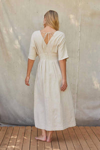 Crescent - Amiee Pleated Linen Midi Dress