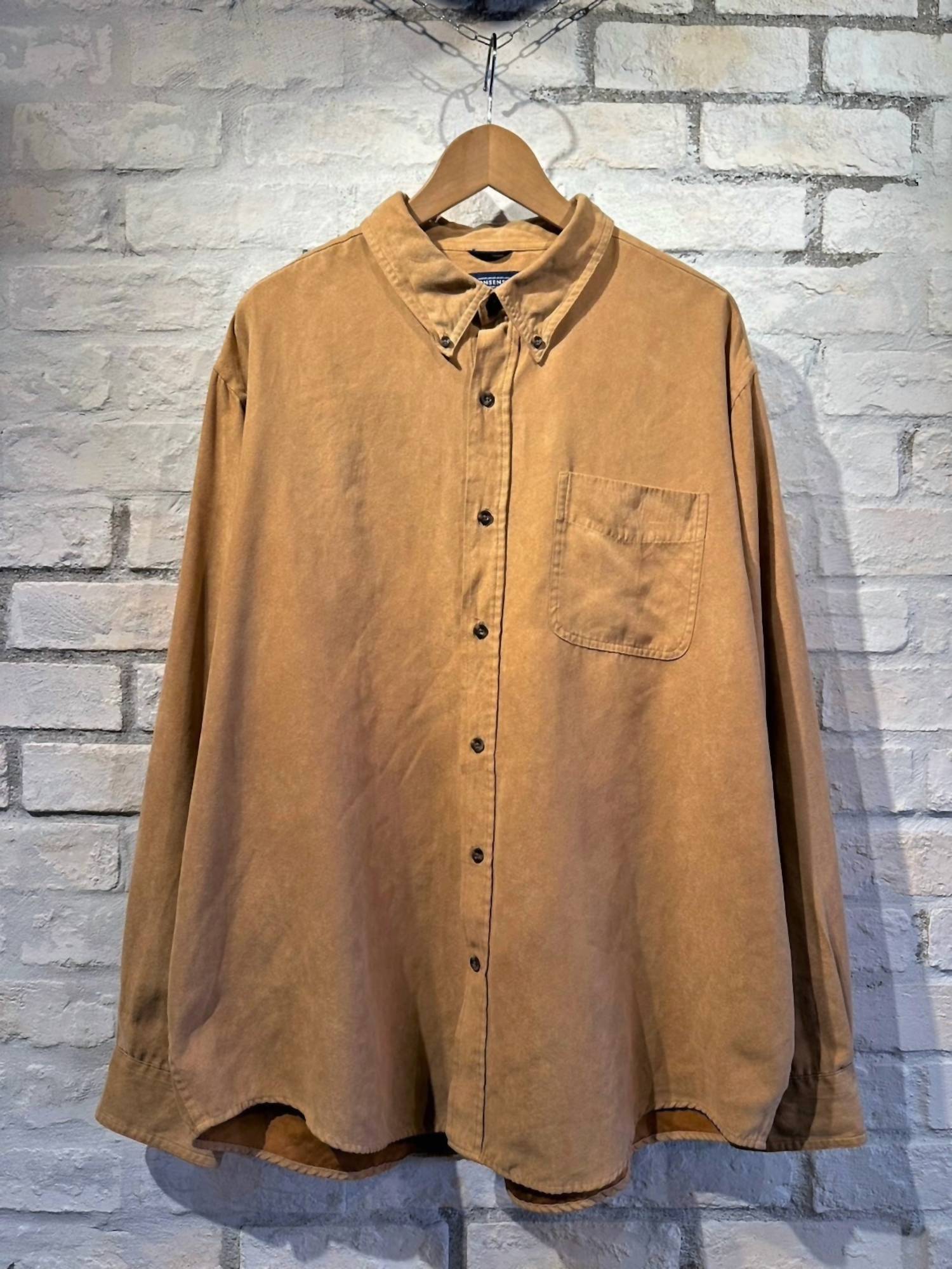 Consensus - Men's Luxury Faux Suede Long Sleeve Dress Shirt