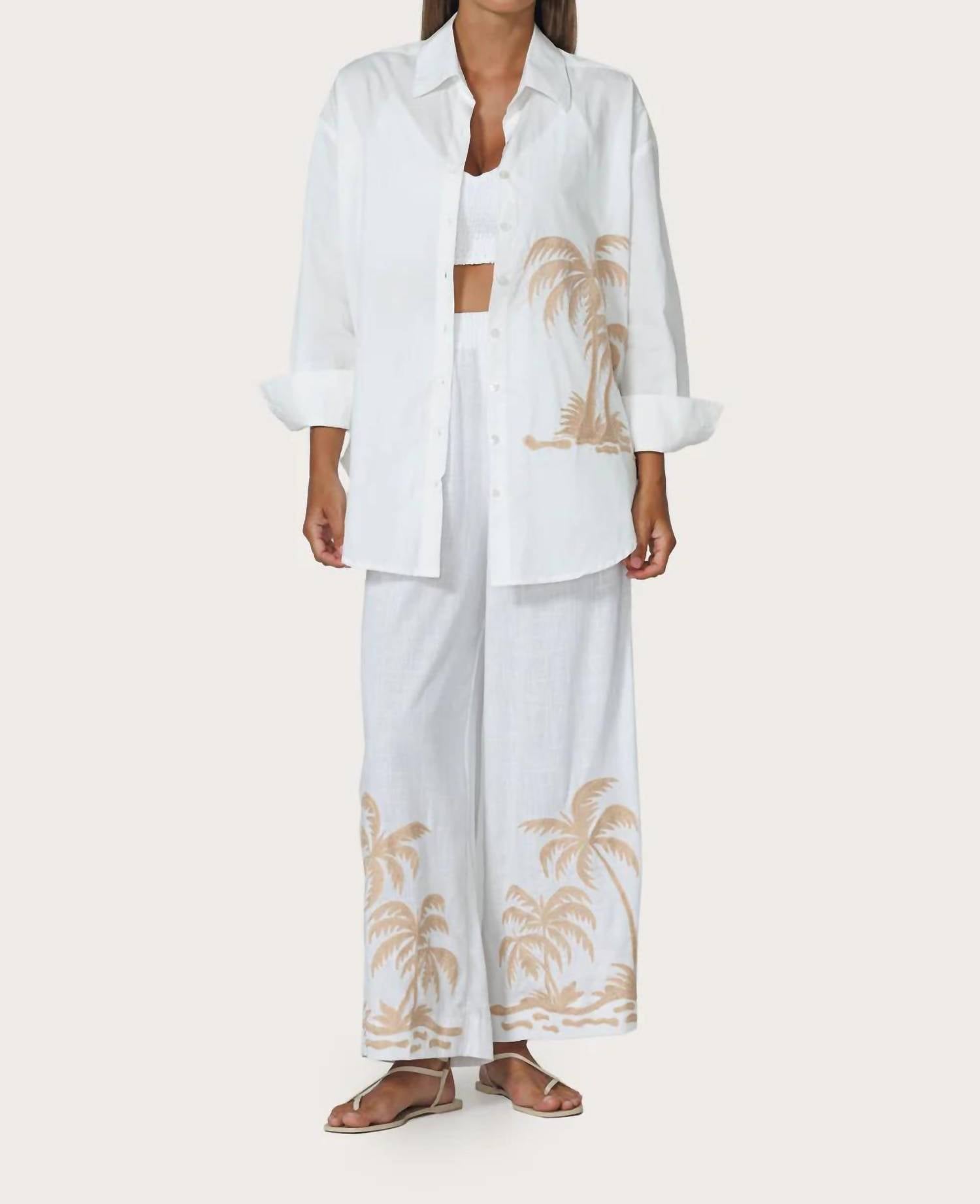 Lusana - Palma Embroidered Button Down Shirt
